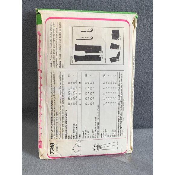 Vintage Simplicity 7748 Jiffy Sewing Pattern Misses Jumpsuit Jacket Size 10 1975 - Picture 2 of 2